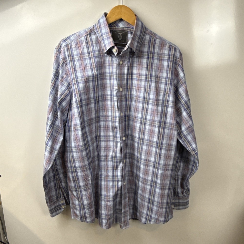Maker And Company Button Front Shirt Plaid Mens XL Cotton